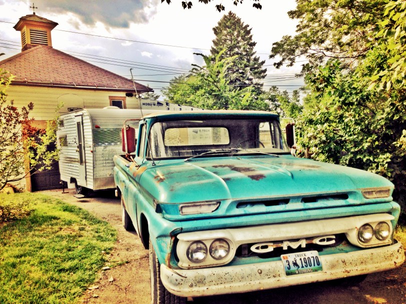 My old 1963 GMC (Phil) is pretty stoked to have a pretty little camper to pull.