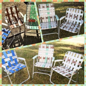 Since re-webbing these chairs, I've been lucky enough to find three more vintage lawn chairs in great shape, that closely match Myrtle's paint scheme. I can seat a crowd, now.